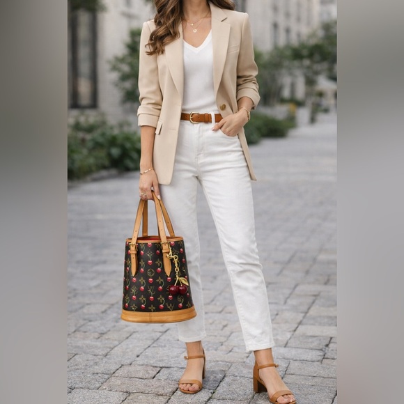 Cherry Fashion Patterned Brown Bucket Bag - Picture 2 of 6